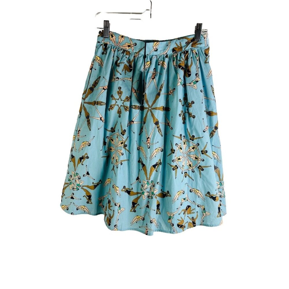 Modcloth Blue Knee-Length Skater Skirt